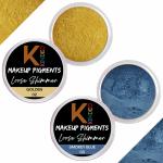 KINDED Golden and Smokey Blue Powder Loose Shimmer Glitter Eyeshadow for Women - Pack of 2, Each Pack 3 g