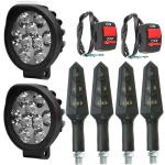 Eshopglee Bike LED Fog Light 9 LED Cap with 2 On and Off Switch with Duck Indicator Light (pack of 6)