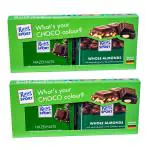 Ritter Sport Milk Chocolate Nut Selection Pack ( Whole Almonds + Hazelnuts ), 100g Each ( Pack of 2)