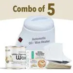 Finnim, Waxing Kit, Automatic Heater + Sugar wax 600gm + Face Wax + Strips + Wooden Spatula