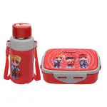JAYPEE SteelOn Insulated Combo of Lunch Box & 500 ml Water bottle with 1 Spoon for School Kids, Red