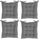 LINENOVATION Cotton Solid Chair Pad Pack of 4 (Black)