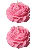 atorakushon Soy Wax Rose Flower Candle Pack of 2 Pink Pastel Decorative Candles for Dinner Table Meditation Stress Relief Mood Boosting Gifting