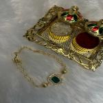 Mahi Gold Plated Classic Kundan and Artificial Pearl Studded Ethnic Lumba Rakhi (RAL1100817GGre)