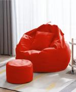 GIGLICK XXXL 3XL Bean Bag with Footrest & Cushion Ready to Use with Beans (Red - 3XL) Bean Bag Chair With Bean Filling (Red)