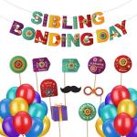 Festiko Set of 36 Pcs Sibling Bonding Day Combo (Banner, Balloons, Photobooth Props), Raksha Bandhan Decoration Combo