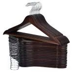 ROCKFIELD Edergoo Wooden Hangers 30 Pack, Slim Hangers Wood with Non Slip Pants Bar, Smooth Finish Wooden Suit Hangers, Walnut