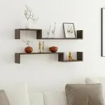 BLUEWUD Riley Engineered Wood Wall Decor Floating Shelf,Display Rack (Wenge)