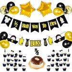Festiko Baby Boss Birthday Party Decorations, Black Boss Theme Baby Boy Half Year Garland Party Decoration Supplies, Infant 6 Month Milestone Half Way To First, 1, 2 Cake Topper 42 Pcs