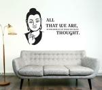 Lanstick Vinyl Black Buddha Image With Good Thoughts Quote Self Adhesive Wall Sticker 24 inch