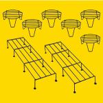 Rose Gold Metal Planter Stands - 2 Rectangular 6 Round | Strong Pot Stands | Rust-free Metal Plant Stand for Balcony, Indoor Outdoor Living Room, Office Porch Garden - Black