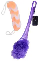 Lonekart Handle Loofah & Bath Belt For Bathing Peach(Pack of 2)