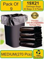 S Satisfyshop OXO-BioDegradeable Garbage Bag(19X21 Inch) Black Pack Of 9 Rolls Medium 15 L Garbage Bag (270Bag )