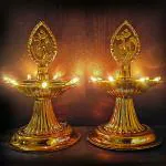 NSCC 1 Layer New Electric LED Bulb Lights Diya Deep Deepak for Pooja Puja Mandir (Golden) -Pack of 2