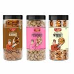 D'Nature Fresh Red Sparkle Dry Fruits Gifts Combo Pack 750g (Almonds 250g , Pista 250g , Walnut Kernels 250g)