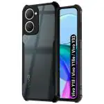 Fashionury Shockproof Crystal Clear Back Cover Case for Vivo Y18 / Vivo Y03 / Vivo Y18e | 360 Degree Protection | Protective Design | Transparent Back Cover (Black Bumper)