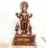 Searchers paradise Copper Idols of god Sathya Narayana Combo Idol ,7 inches, 1.2Kg, Patina Antique Finish, Pack of 1 Piece
