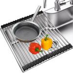 Kruvad Roll Up Dish Drying Rack Over The Sink Dish Drying Rack, 304 Stainless Steel Kitchen Rack for Dishes Drying & Save Kitchen Counter Top Space Organizer