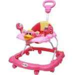 Maanit Baby Walker, Height Adjustable with Light & Music Toys (Pink)