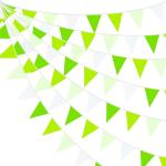 Festiko 12 Flags Green And White Banner Decorations Triangle Flag Banner Pennant Bunting Garland