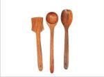 DOKCHAN Wooden Non-Stick Serving and Cooking Spoon Kitchen Tools Utensil | Premium Wooden Kitchen Tools | Ladle for Cooking Dosa, Roti, Chapati, Soup, Vegetable, Fry Set of 3