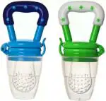 Softlia Baby Food Feeder||Fruit Feeder Pacifier||Fruit Nibbler-Best Toy Fruit Teether||Soft Silicone Fruit Teether for Babies||Fridge & Dishwasher Safe||100% BPA-Free Teether (Blue+Green) Teether and Feeder (Blue, Green)