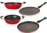 Nirlon 4 pcs of Red and Black Non-stick Kitchen Cooking Utensil Combo Set, Standard