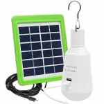 GIGAWATTS GW-168B 7W Solar LED Portable Bulb with 6V Panel 2600 mAh Battery & 8000K Colour Temperature 560lm BIS Approved Solar-Powered Emergency Light for Camping Home Office (1 Pc, White)