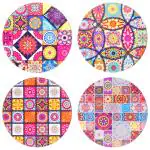 DULI Set of 4 MDF Round Red Mandla Abstracts Design Coasters 4x4 inch