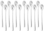FANQEW Black Stainless Steel Long Handle Spoon Set (Pack Of 12)