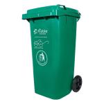 Fiable Cleantech HDPE Dustbin with Wheel and Lid 120 Liter | Waste Bin | Garbage Dustbin | Storage Bin - Green