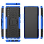 Lustree LG Velvet Blue Plastic Shock Absorbent Armor Mobile Back Cover Case with Kickstand Wheel - 18 x 5 cm
