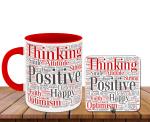 Whats Your Kick Thinking Positive Atitute Printed Red Ceramic Coffee Mug with Desky 325 ML