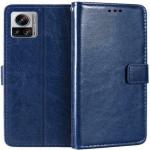 Slugabed Flip Cover for Motorola Edge 30 Ultra PU Leather Vintage Case with Card Holder and Magnetic Stand (Blue)