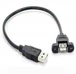 fdealz 30cm USB 2.0 Male to Female Extension Cable with Panel Mount Screw 0.3 m Cable (One Cable)