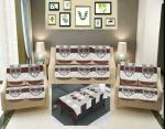 CROOX Beautiful Cotton Floral 7 Seater Sofa Cover with Center Table Cover Brown