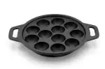 AMAR IMPEX Pre Seasoned Cast Iron 12 Cavity Appam Patra Paniyarakkal | Paniyaram | Appam Pan | Pan Cake Maker | Appam Maker | Ponganal Maker | Kuzhi Paniyaram | Paddu Tawa with 2 Side Handle, 25cm
