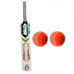 CW Weapon Tennis Cricket Bat with Balls Full Size Short Handle Kashmir Willow Bat for Tennis Ball