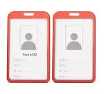 Shining Zon Natural Hard Metal Aluminum Alloy PVC ID Card Holder Badge with Scratch Guard for Office ID Cards Only (Red Vertical - 20)