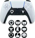 Microware 9 PIeces Animal Design Thumbstick Grip Cap for PS5 DualSense Wireless Controller, Black