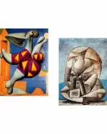 DECOR ADVENTURES Woman With Beach Balland Woman With a Book by Pablo Picasso Wall Painting 18 x 24 inch (Pack of 2)