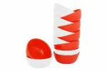 Mehul Small Round Plastic Bowl Set, Microwave Safe Bowl, BPA Free, Food Grade, Unbreakable for Kitchen and Home. Bowls Set of 12 Red & White Color. Capacity- 150 ML 