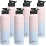 Speedex Stainless Steel Water Bottle 1 Litre Leakproof for fridge School Gym Home office Travel Boys Girls (Pink Pack of 6)