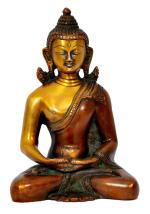 Aesthetic Decors Buddha Sitting Amitabha in Nepali Orange Showpiece