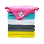 SOFTSPUN Microfiber Cleaning Cloths, 10 pcs 30x35cms 280GSM Multi-Color Highly Absorbent Lint and Streak Free Multi Purpose Wash Cloth for Kitchen Car Window Stainless Steel Silverware.