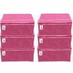 Ganpati Bags Diwali Gifting Hand Stiched Crafted Saree Cover Cloth Organiser Pack Of 6 Pink