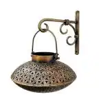 Fancy Cave Iron Metal Handi Shape Diwali Candle Light Holder Without Bracket, Tealight, Home/Garden/Outdoor/Living Room Decor, Golden, 1 Piece (10 in X 10 in X 6 in)