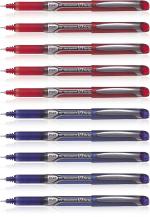 Pilot Hi-Tecpoint V7 Grip Fine Point Liquid Ink Pen | Tip Size - 0.7 MM | Dimpled Rubber Grip with Unique Dimple Tip Technology | Ink Colour - 5 Blue and 5 Red | Pack of 10