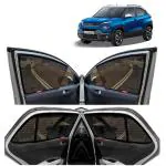 Kingsway Car Magnetic Sun Shades Curtains for Tata Punch, Model Year : 2021 Onwards, Half Cut in Front Window with Rear Windshield, Color : Black, Cotton Mesh, Complete Set of 5 Piece