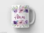 Anu name beautiful flowers printed mug or cup for tea, coffee etc.